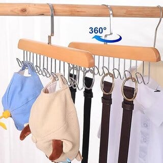 1 pcs Wooden Hangers for Wooden Belt Hanger for Tie 8 Hooks Adjustable Closet Hangers Lingerie Belt Scarf Tie Storage