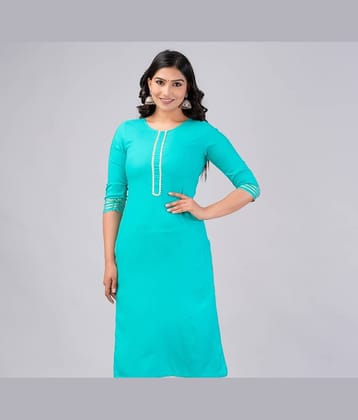MAUKA Rayon Solid Straight Women's Kurti - Turquoise ( Pack of 1 )