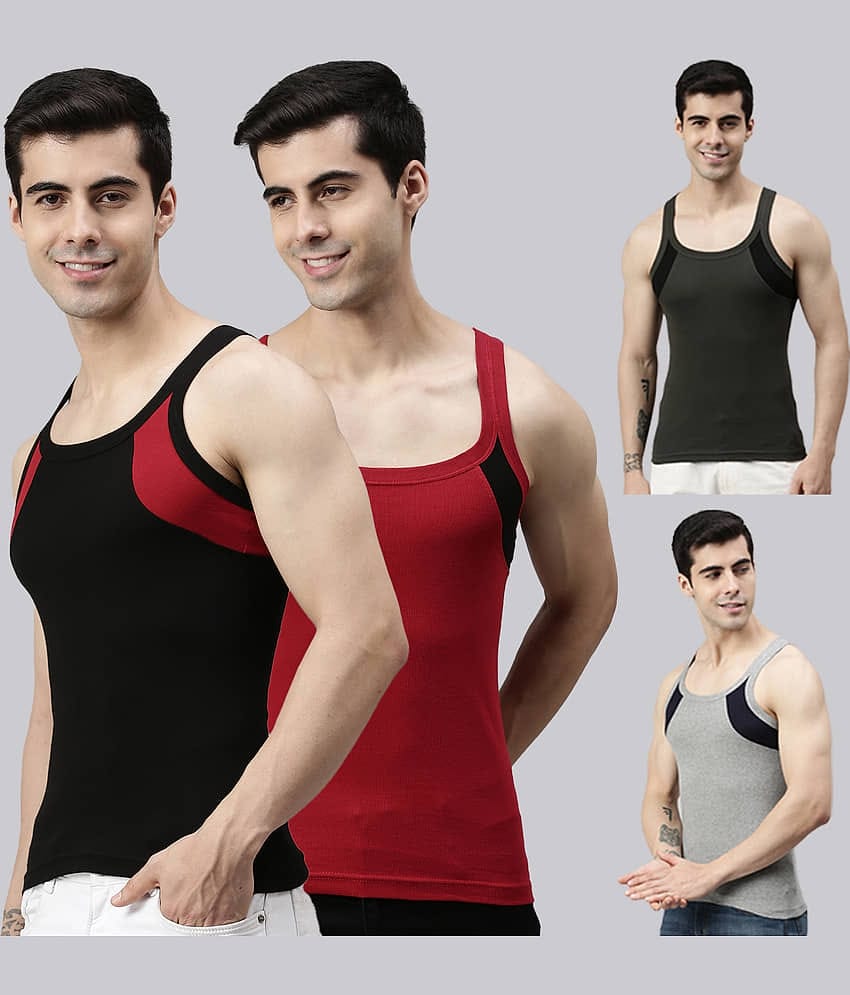 Pack of 4 Lux Cozi - Multi Cotton Men's Vest