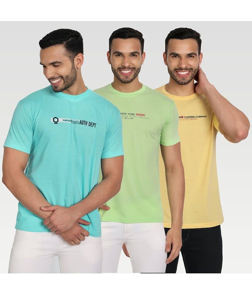 Zeffit Pack of 3 Cotton Blend Regular Fit Men's T-Shirt ( Multicolor )