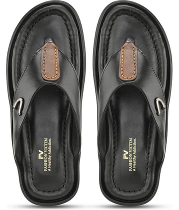 Fashion Victim - Black Men's Leather Slipper