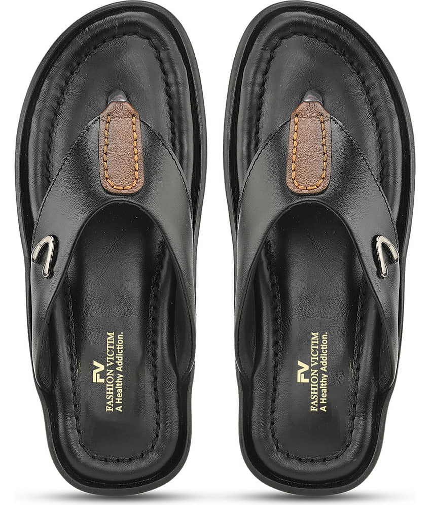 Fashion Victim - Black Men's Leather Slipper