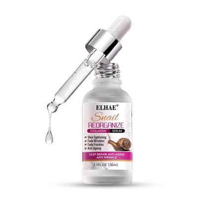 ELHAE Snail Collagen Serum with Niacinamide & Hyaluronic Acid | Snail Mucin Repairing Essence for Hydration, Dark Spot Reduction, and Wrinkle Care | Face Serum for Radiant Skin - 30ml