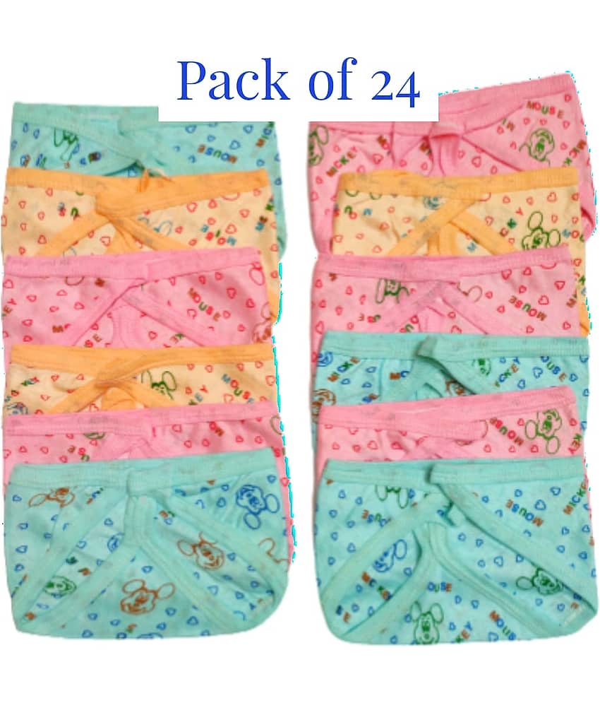 AURAPURO New Born Washable Reusable Hosiery Cotton Nappy / Diapers / Langot , PREMIUM QUALITY  0-6 Months (Multicolour) - Pack of 24
