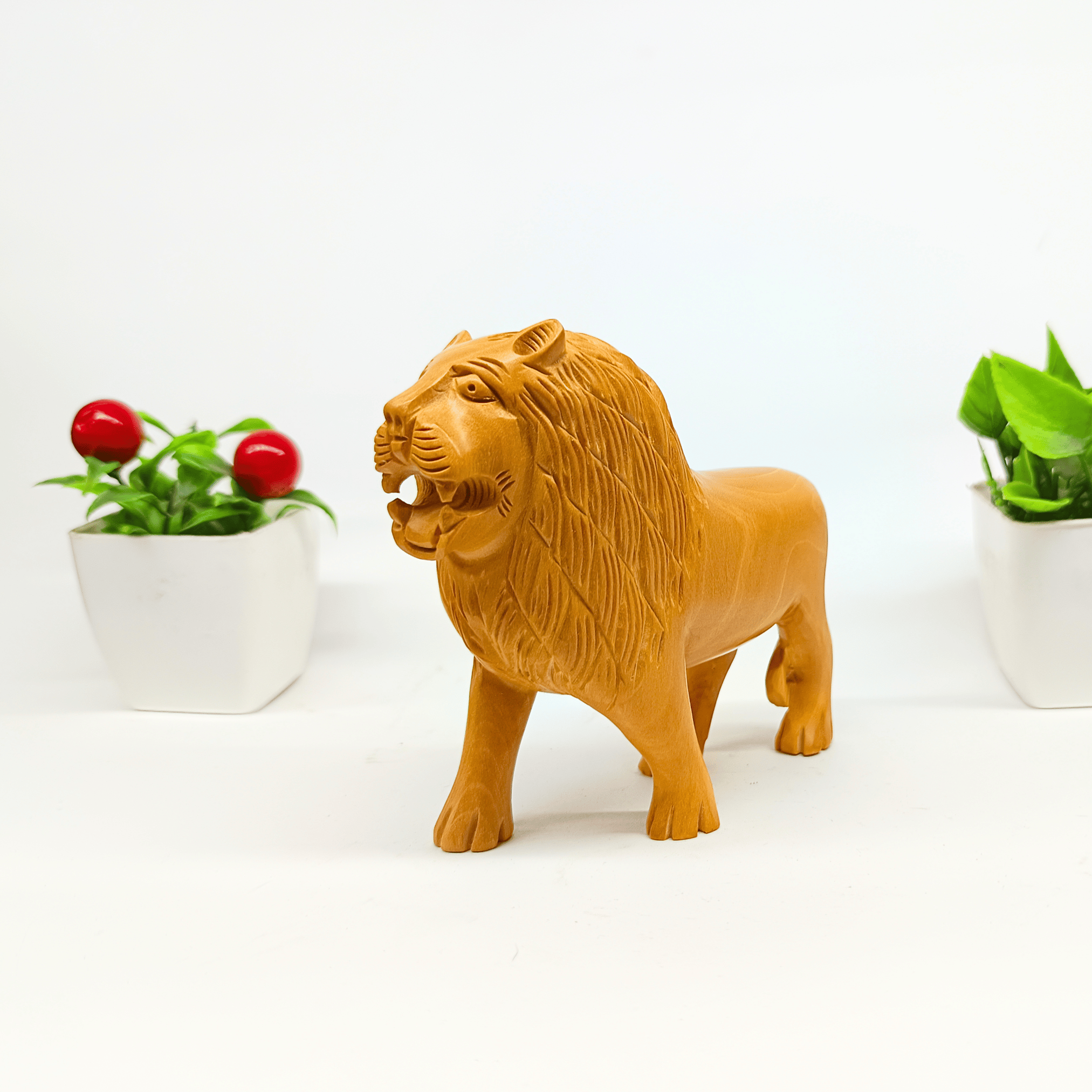 Handcrafted Wooden Lion Statue | 5 Inches