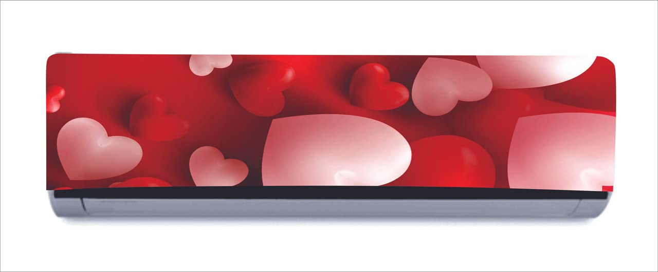DreamKraft Decorative 3D Red Hearts AC Sticker (Multicolor PVC Vinyl, 30cm X 91cm)