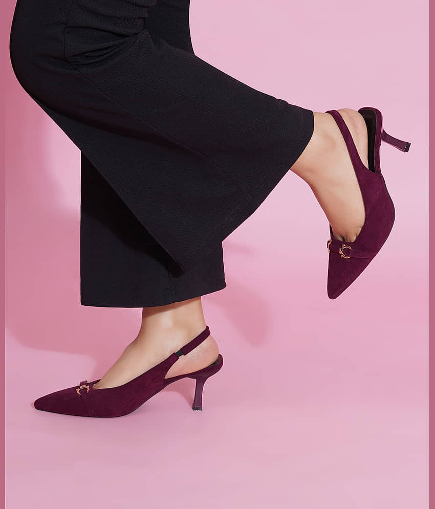 JM Looks Maroon Women's Slingback Heels