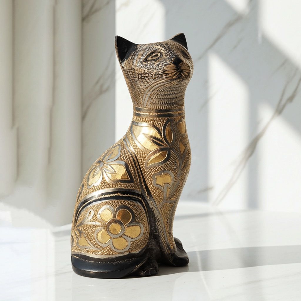 Brass Table Decor Showpiece Cat Statue (ANMAS045 C)