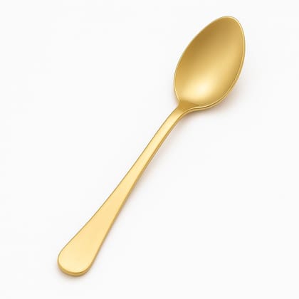 Golden Color Spoon (Pack of 2) - 14.2 cm Long - Stainless Steel with Gold Finish | Luxury Tea & Coffee Spoons Set - Dessert Spoon - Soup Spoons - Modern Design Serving Tableware