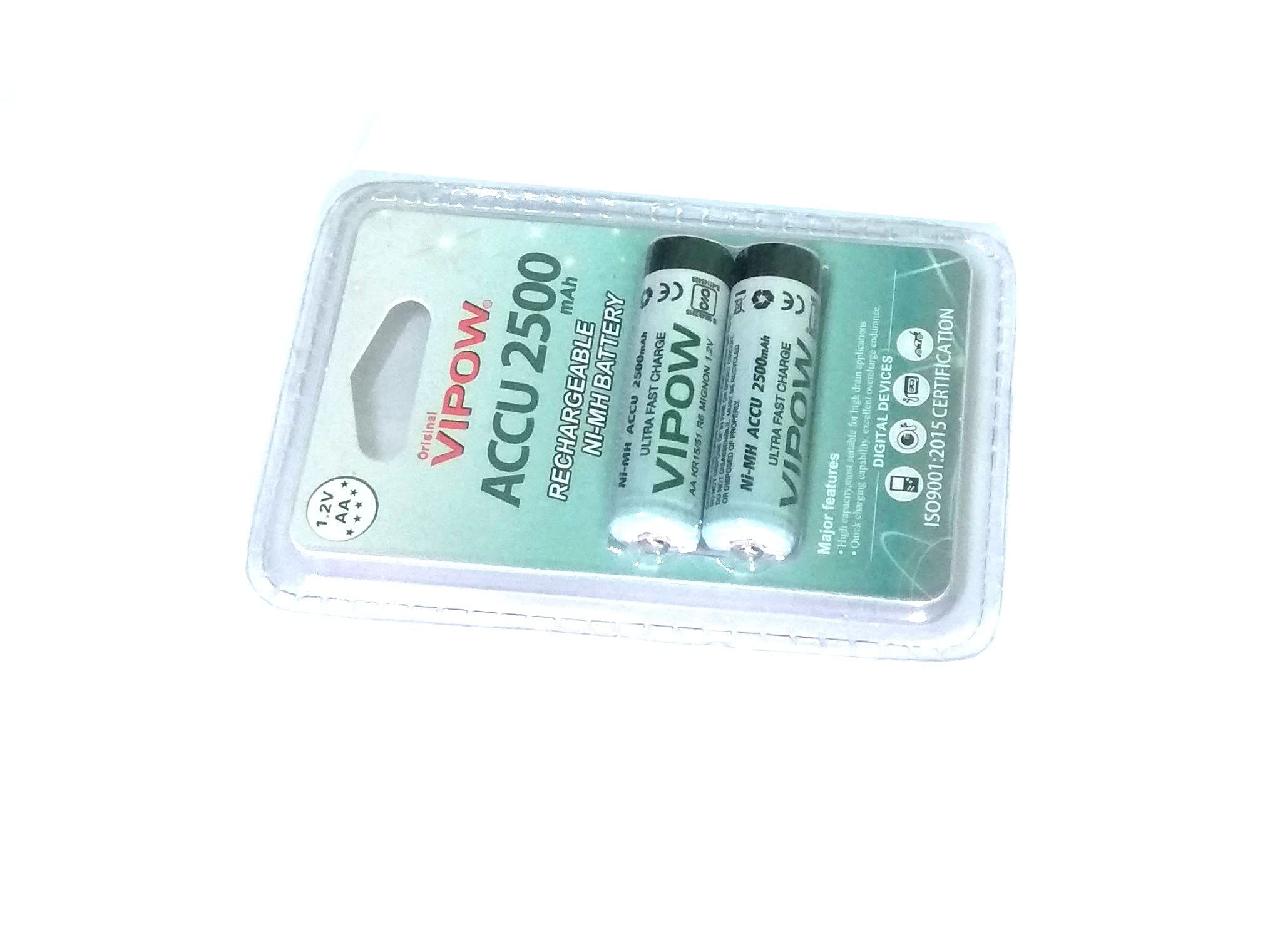 Nawani VIPOW 2 X AA RECHARAGEABLE NI-MH Battery. 2500 mah
