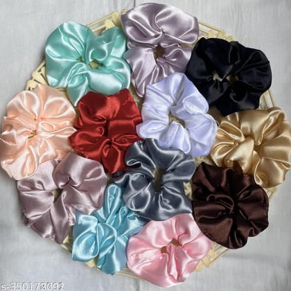 Scrunchie (Pack of 12) Multicolor Pure Silk Scrunchies for hair and hand
