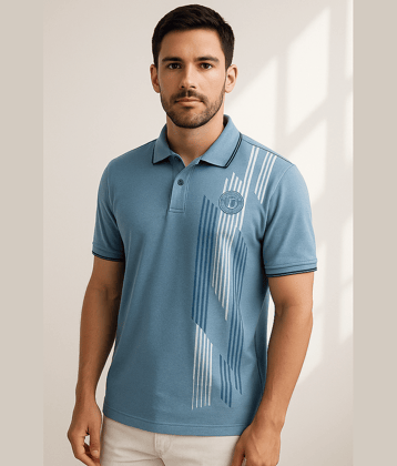 Dollar Men Cotton Regular Fit Printed Polo T Shirt ( Light Grey )
