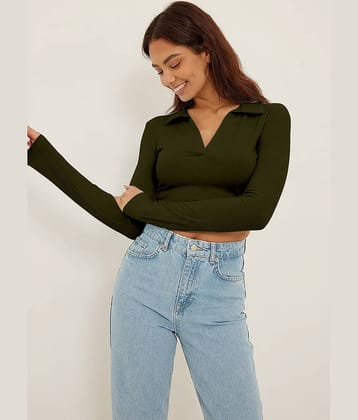 AUSK Women's Cotton Blend Crop Top ( Blue )