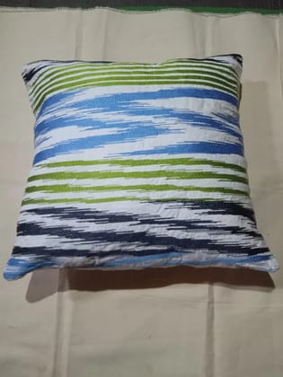 Handmade Cotton Cushion With Wool Texture Panel Square 18x18 Inch Multicolor