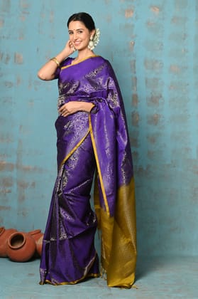 Anokhi ~ Handloom Pure Soft Silk Saree with Designer Pallu ~ Violet