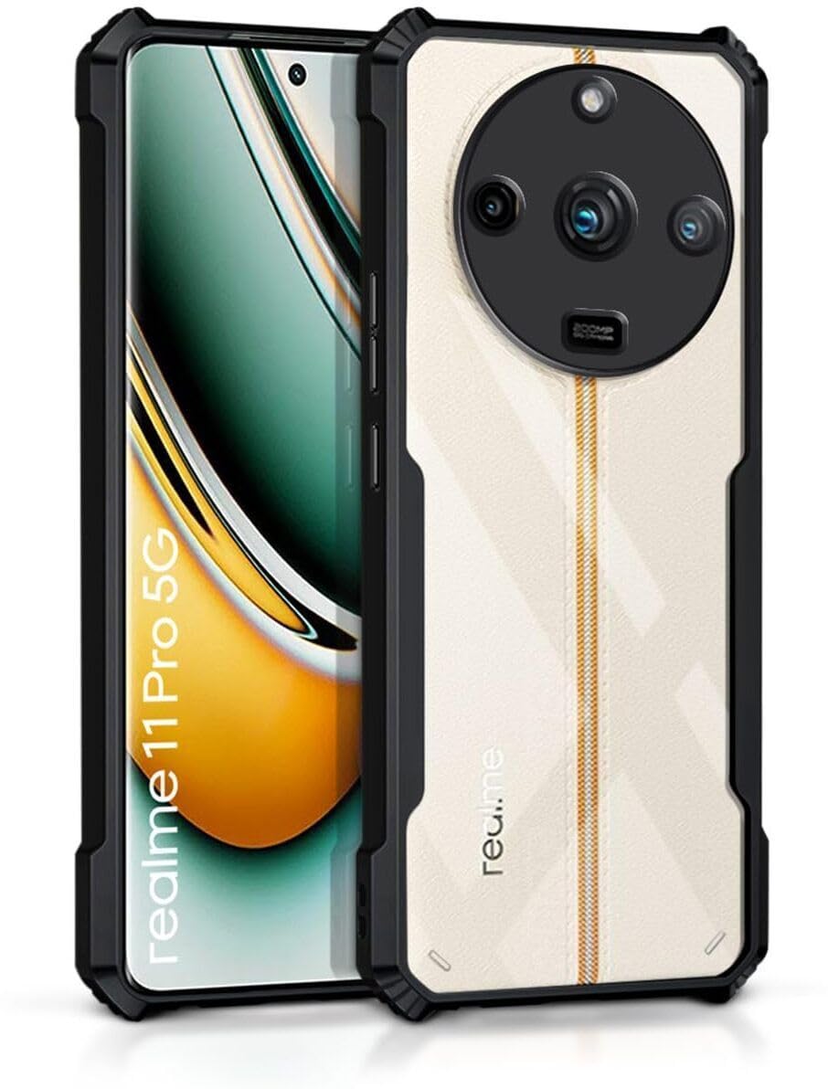 PLUGTECH Slim Shockproof Case | Matte Black Soft | Drop Protection | Precise Cutouts | Premium Mobile Cover for Realme 11 Pro, Realme 11 Pro Plus