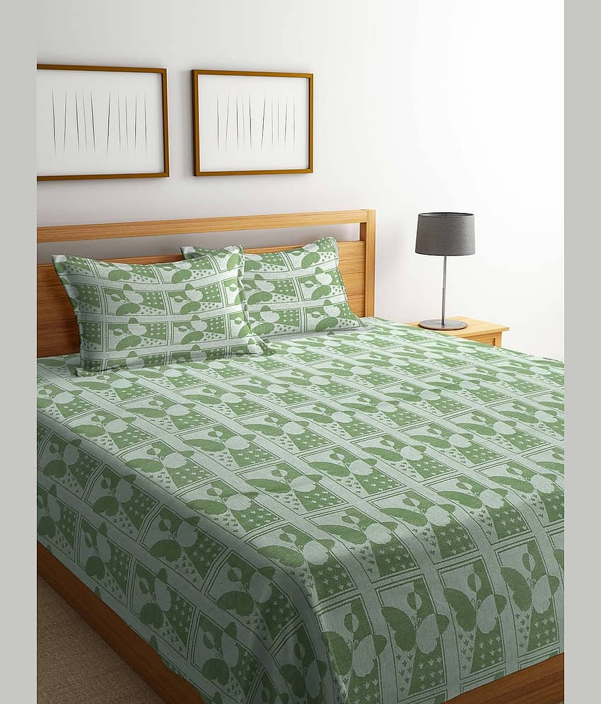 Klotthe Cotton Printed King Size Bedcover - Green ( )