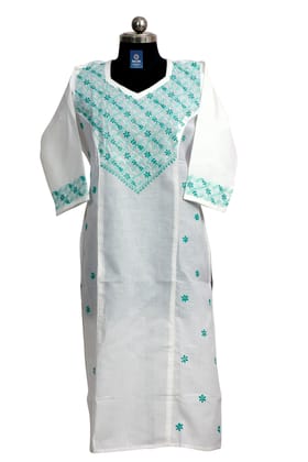 Ruby Cotton Prince Cut Kurti - White