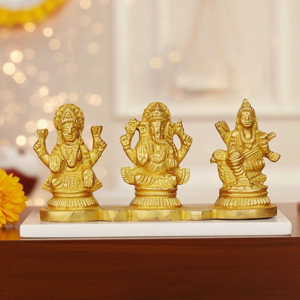 Brass Showpiece LGS On Same Base God Idol Statue (BSMAS644)