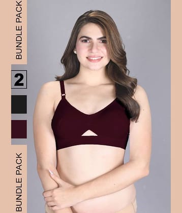 lux venus Pack of 2 Cotton Non Padded Women's Everyday Bra ( Beige ) VEN_BRA151_SK_BLK_2PC