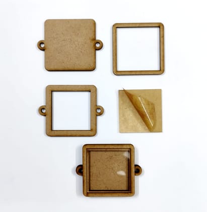 Brand Zero MDF Shaker Rakhi Base / Key Chain Base Design 1 - Size: 5.08 CM by 3.96 CM And 7.5 mm Thick