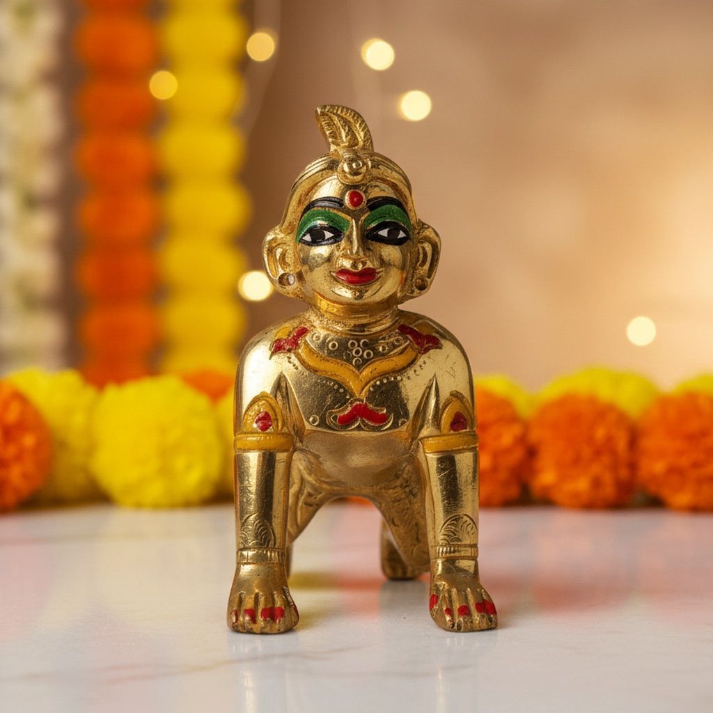 Brass Radha Rani Idol � Divine Radha Ji Brass God Decorative Murti, Height : 4.2 Inch (BSMAS1591 F)
