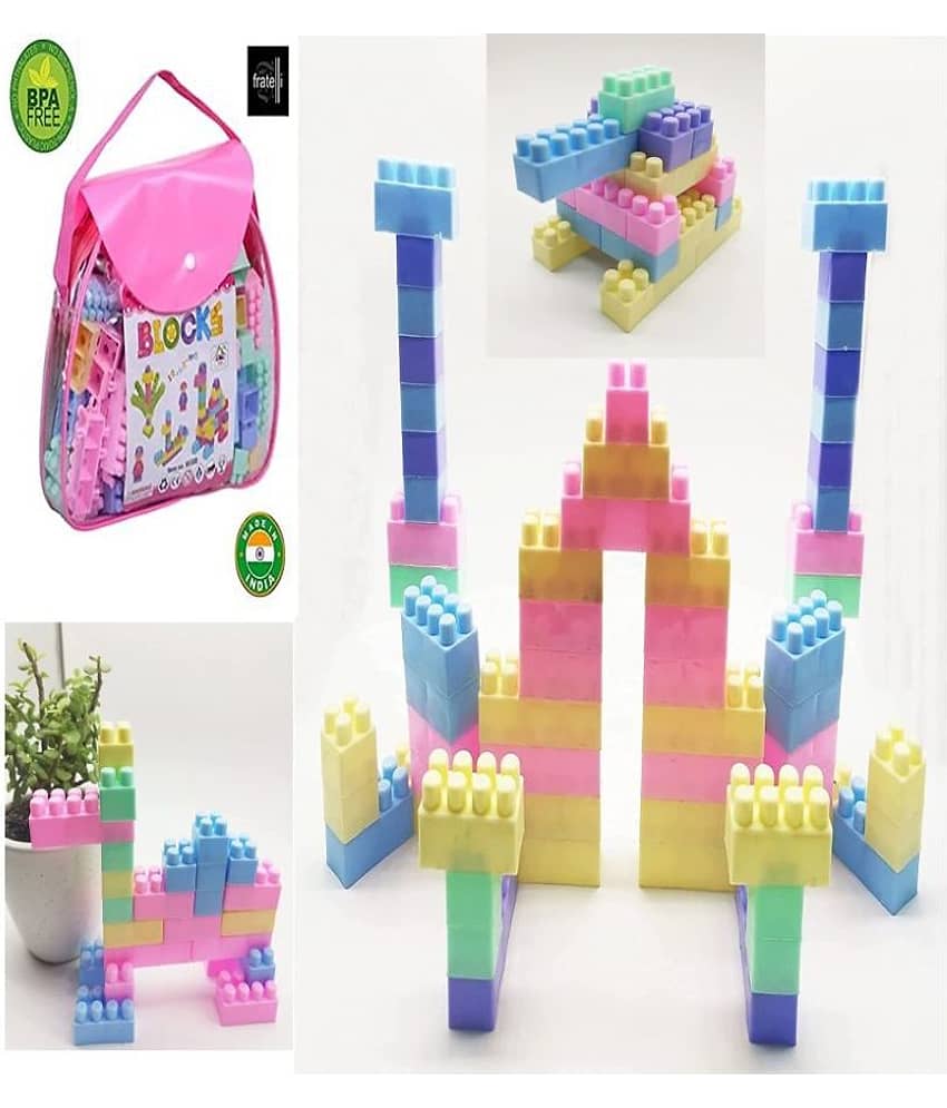 FRATELLI Building Blocks for Kids - Certified European Saftey Standards (120pc Small Blocks Bag Packing, Best Gift Toy, Block Game for Kids, Boys, Children)