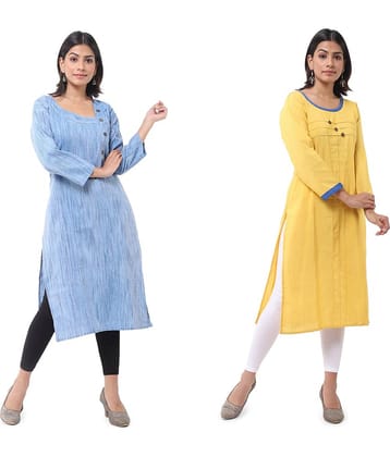 DESHBANDHU DBK - Multicolor Cotton Women's Straight Kurti ( Pack of 2 )