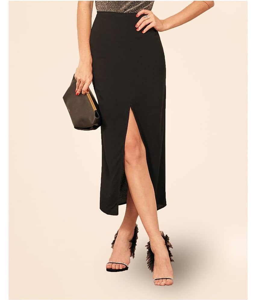 Addyvero Cotton Lycra Pencil Skirt - Black