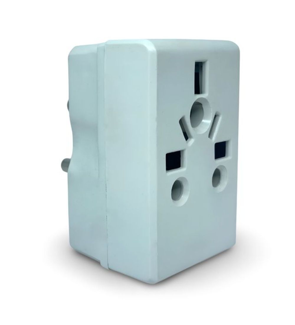 3 in 1 Worldwide Universal Multi Plug Socket Travel Adapter Plug with Surge Protector (White)