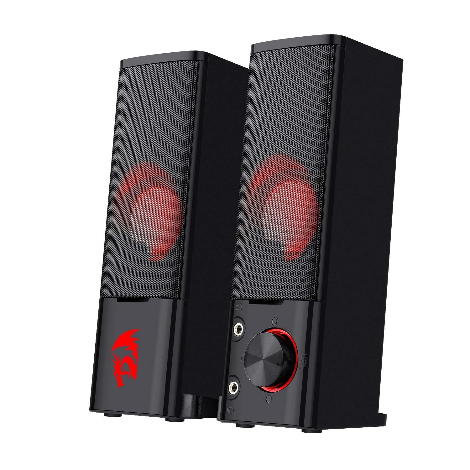 Redragon GS550 - 2.0 Channel Stereo Wired Desktop Computer Soundbar with Compact Size and red Backlight