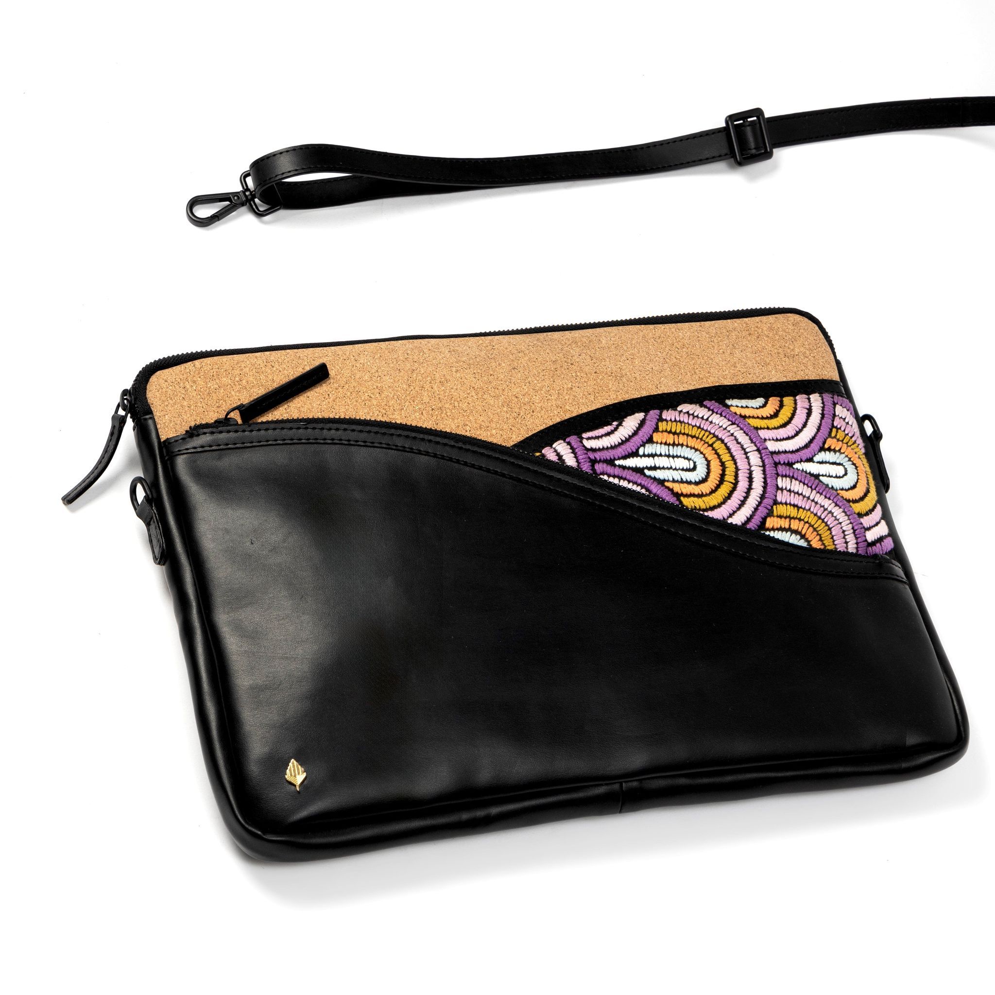 Acacia Vegan Leather Laptop Sleeve - Black