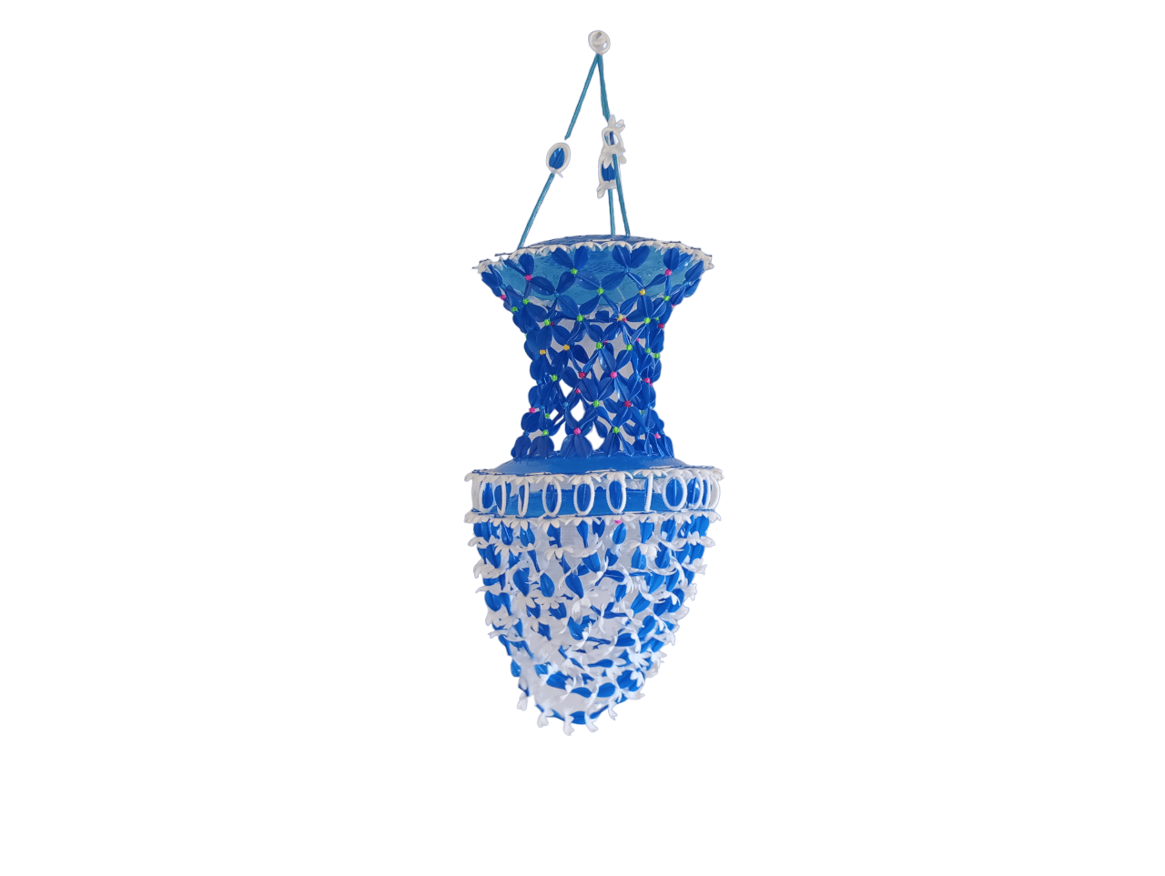 Handmade 2-Layer Artificial Beads Jhumar for Pooja, Marriages, Diwali, Eid, Muharram - Blue (Pack of 1)