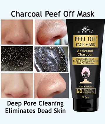 Intimify Charcoal Peel Mask, Face Mask, Blackhead Removal, Face Peel Off Masks, 50 Gms