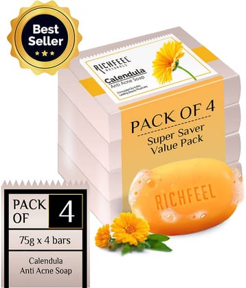 Richfeel Antibacterial Calendula Acne Soap for Normal Skin ( Pack of 4 )