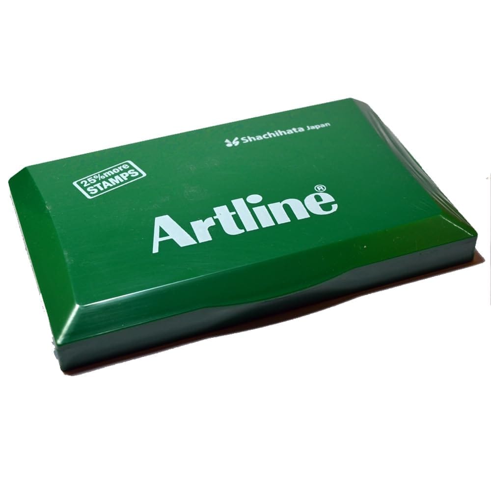 Artline Plastic Stamp Pad Small Size 101 MM X 61 MM Green Colour Pack of 10