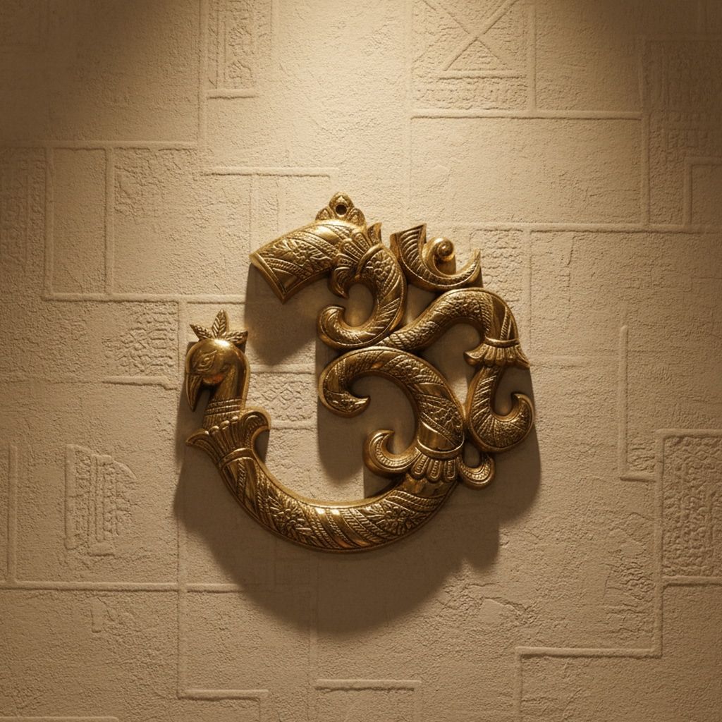 Brass Om Wall Decor | Vastu Hanging | Mandir Decor, Height : 8 Inch (FMAS786 E)