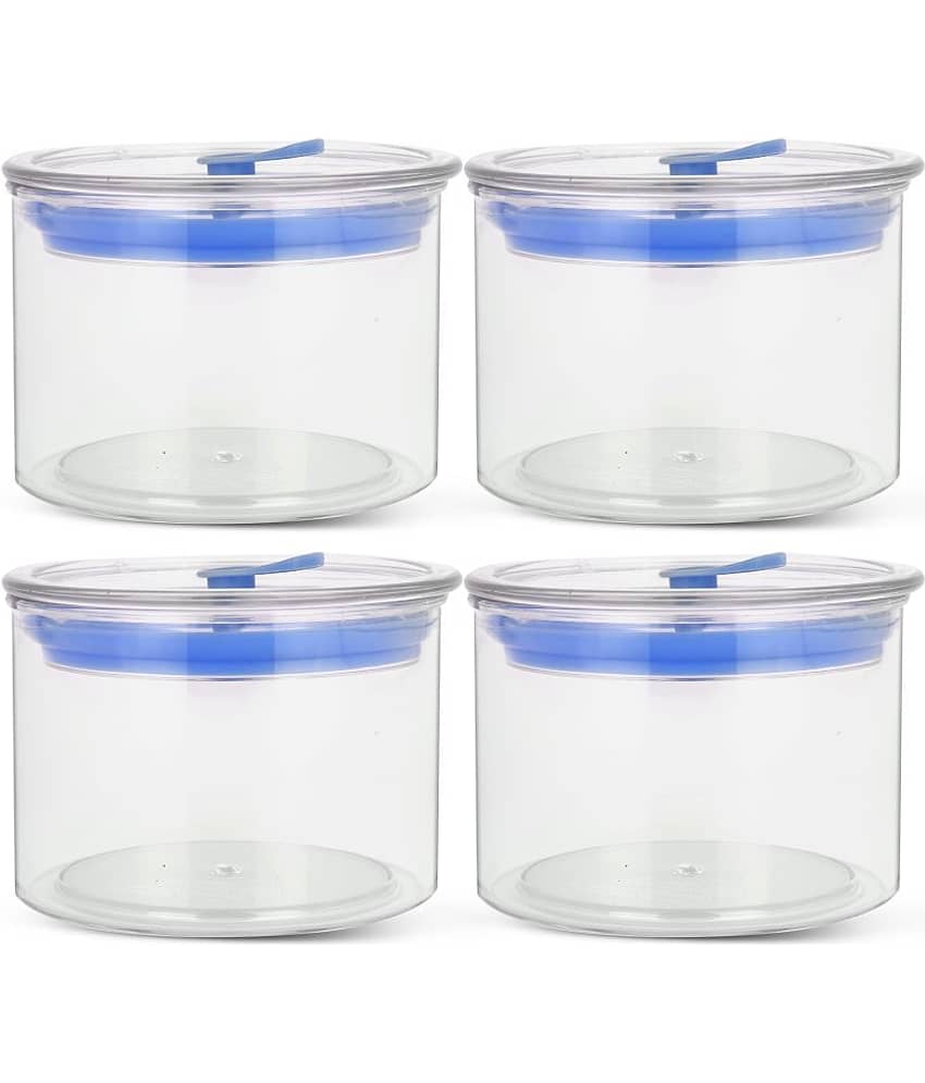 HomePro - Round Container | Airtight | Silicone Cap | Blue | Plastic Utility Container ( Set of 4 ) - 500 ml