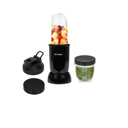 Faber Sportz 2-in-1 Nutrifit Nero Blender Mixer Grinder - 400W, 100% Copper Motor, Detachable SS Blade, 500ML & 300ML Jars, Wet & Dry Grinding, Smoothie Maker, 2 Year Warranty Faber Sportz 2-in-1 Nutrifit Nero Blender Mixer Grinder - 400W, 100% Copper Mo