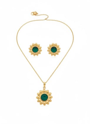 GemGleam - Gold Plated Pearl Pendant Set with Earrings for Women | Elegant Designer Jewellery | Anti-Tarnish | Skin-Friendly | Stylish Lightweight Jewellery for Girls (Sun Flower) GemGleam - Gold Plated Pearl Pendant Set with Earrings for Women | Elegant Designer Jewellery | Anti-Tarnish | Skin-Friendly | Stylish Lightweight Jewellery for Girls (Sun Flower)