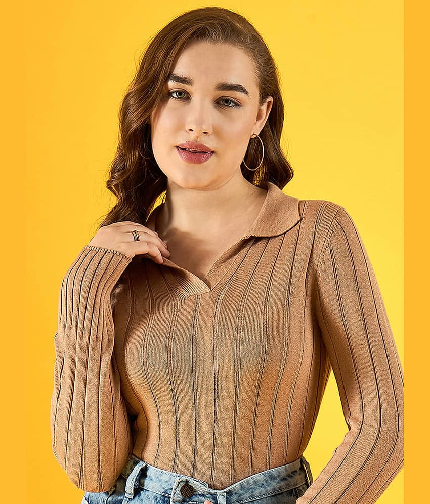 98 Degree North Cotton Regular Collar Women's Pullovers - Beige ( )