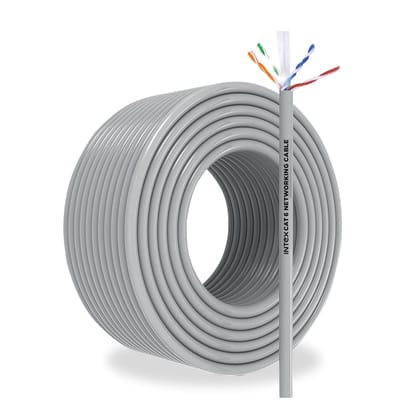 Intex CAT6 LAN Cable 100 Meter High Speed Ethernet Cable for Router, Modem, CCTV, Gaming & Office Network | Gigabit Internet Support | Copper Coated Alloy UTP Cable | Grey