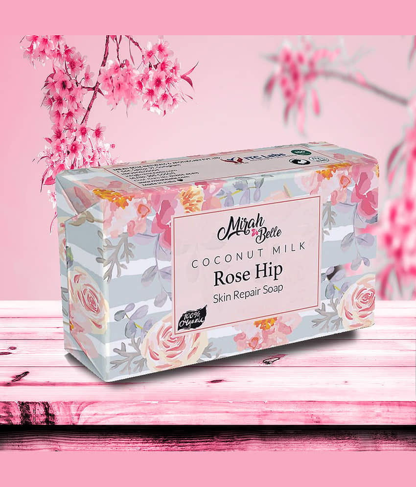 Mirah Belle - Organic Coconut Milk, Rosehip Skin Repair Soap 125gm - For Anti-Aging & Anti-Acne- Handmade Soap