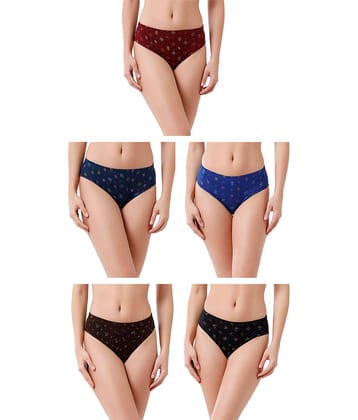Rupa Jon Multicolor Cotton Printed Women's Briefs ( Pack of 5 )