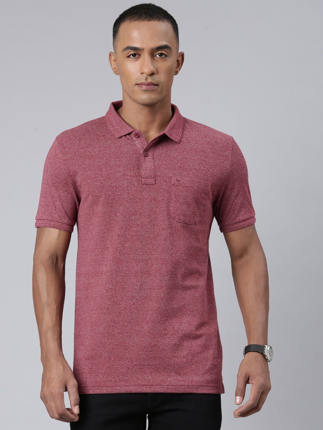 Classic Polo Mens Solid Burgundy Polo Neck Slim Fit T-Shirt | TOY-PROTEN-BURGUNDY SF P
