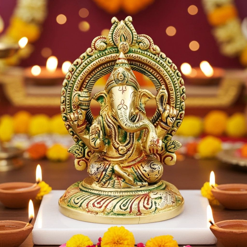 Brass Showpiece Ganesh Ji God Idol Statue (BSMAS1766 G)