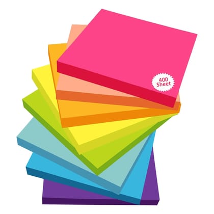 Multicolour Sticky Notes  400 Sheets | 5 Bright Colours (80 Sheets Each)