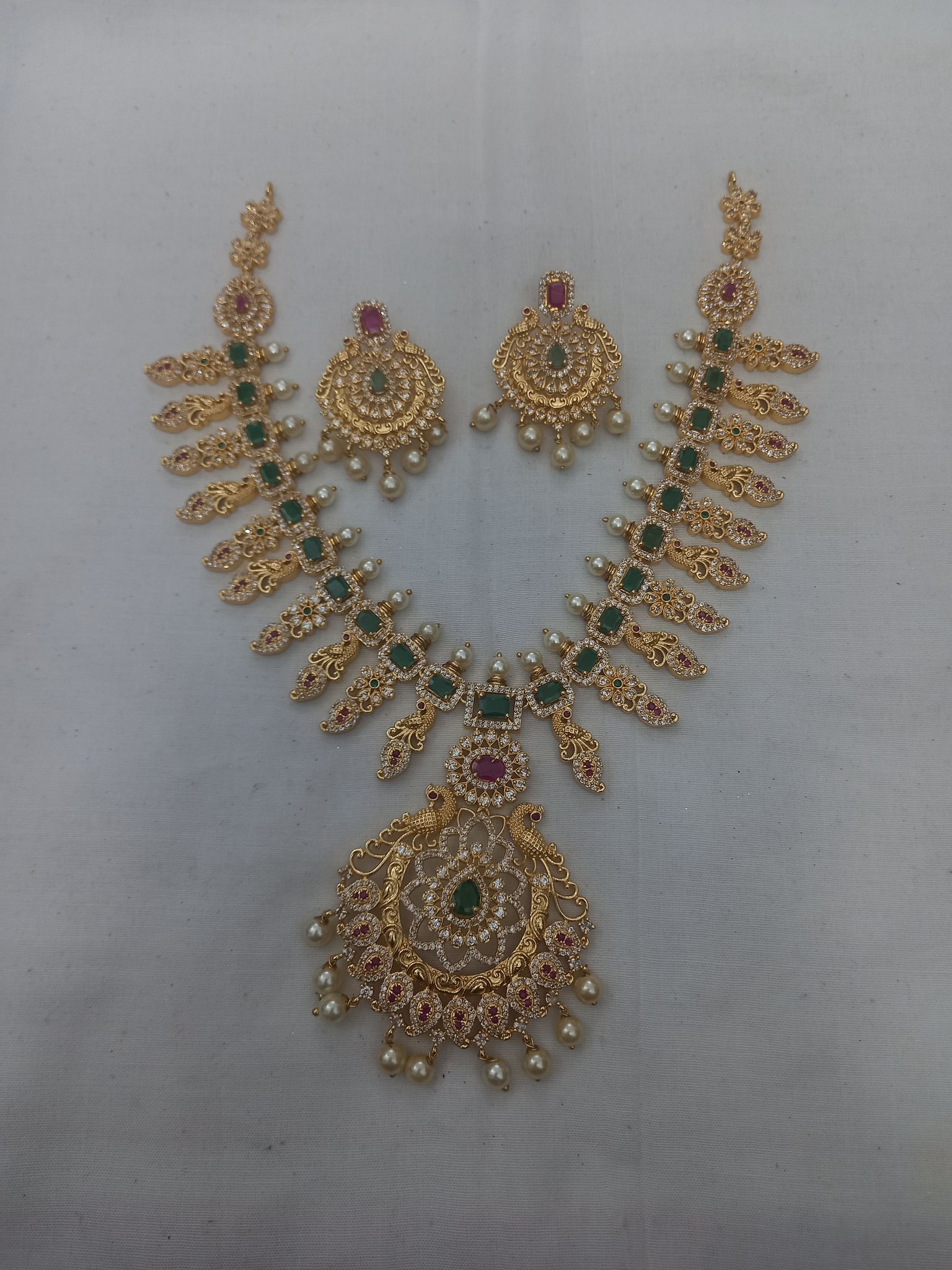 Gold Plated Kundan and Pearl Drop Earrings