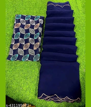 supalee Tex Georgette Solid Saree With Unstitched Blouse Piece ( Multicolor1 )