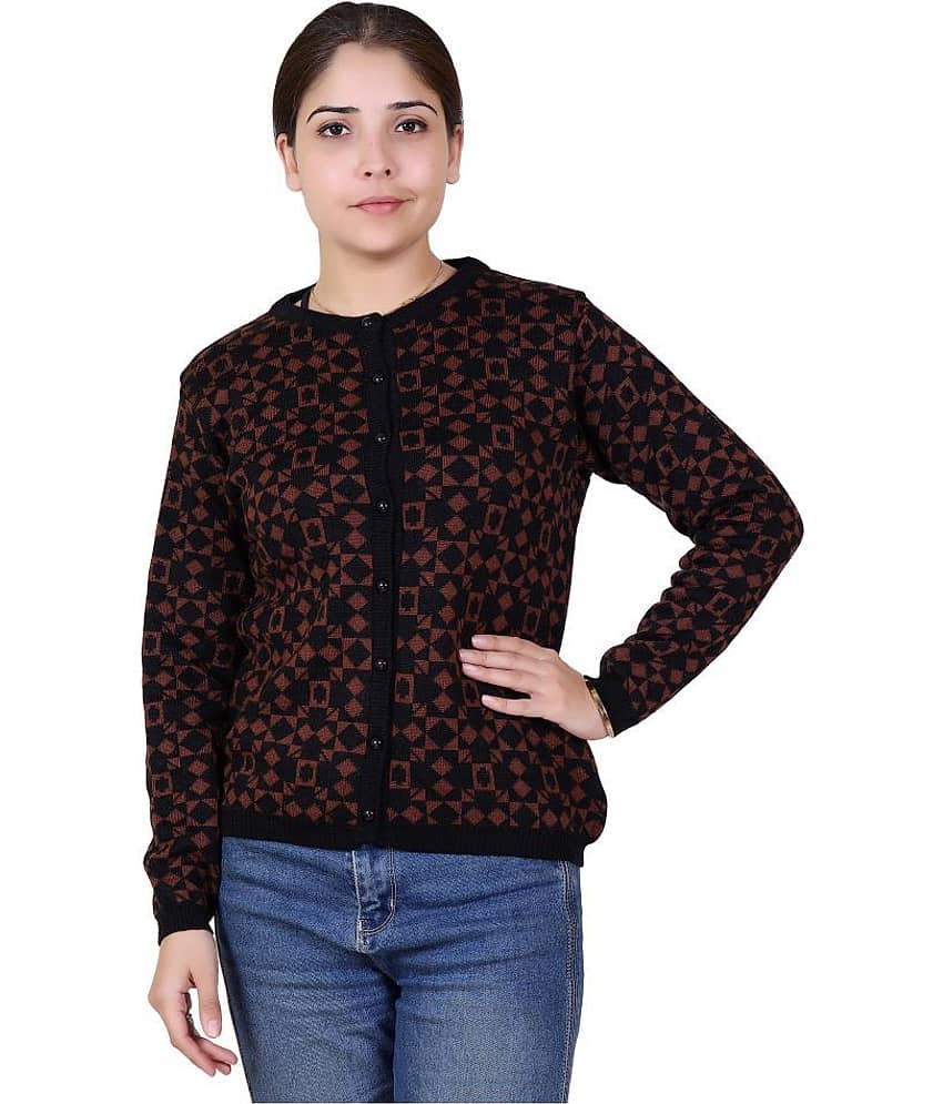 Varenyam Acrylic Brown Buttoned Cardigans - Single